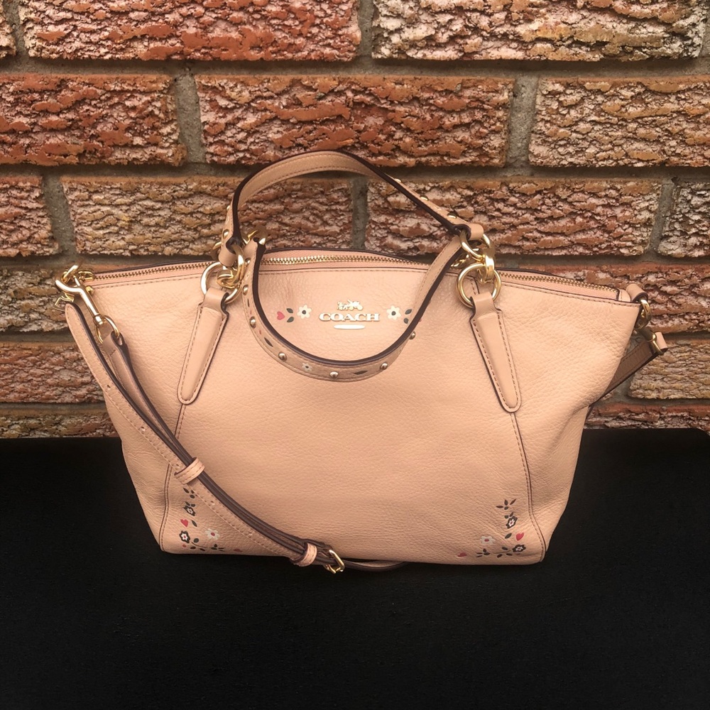 Coach Small Kelsey Satchel with Floral Tooling